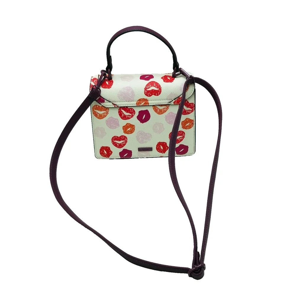 Aldo Valentine's Multicolor Lipstick Kisses Small Satchel Handbag Purple Flaw
